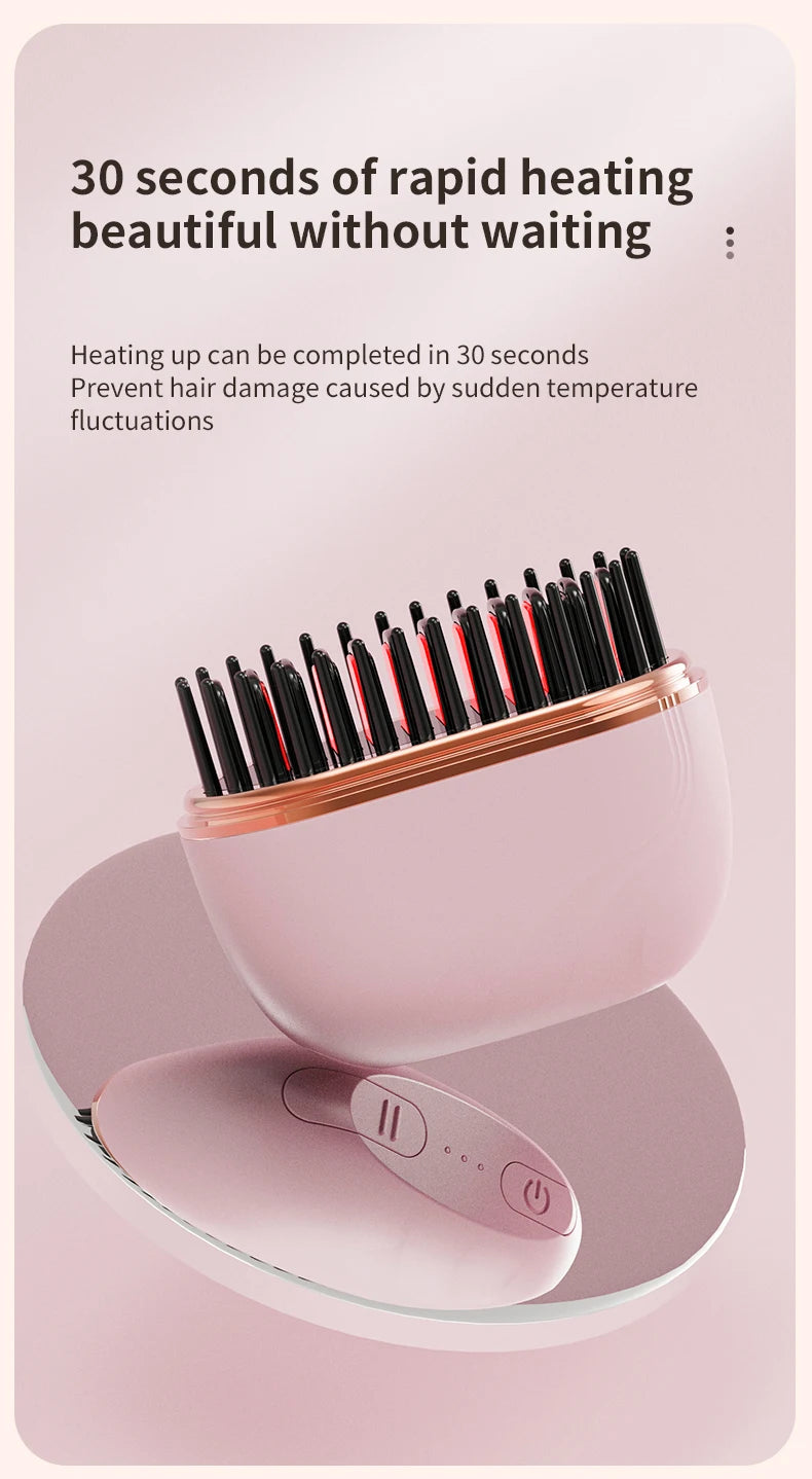Mini Cepillo Alisador Eléctrico de 130 g, Portátil e Inalámbrico con Calentamiento Rápido en 30 Segundos para Viaje y Uso Diario 