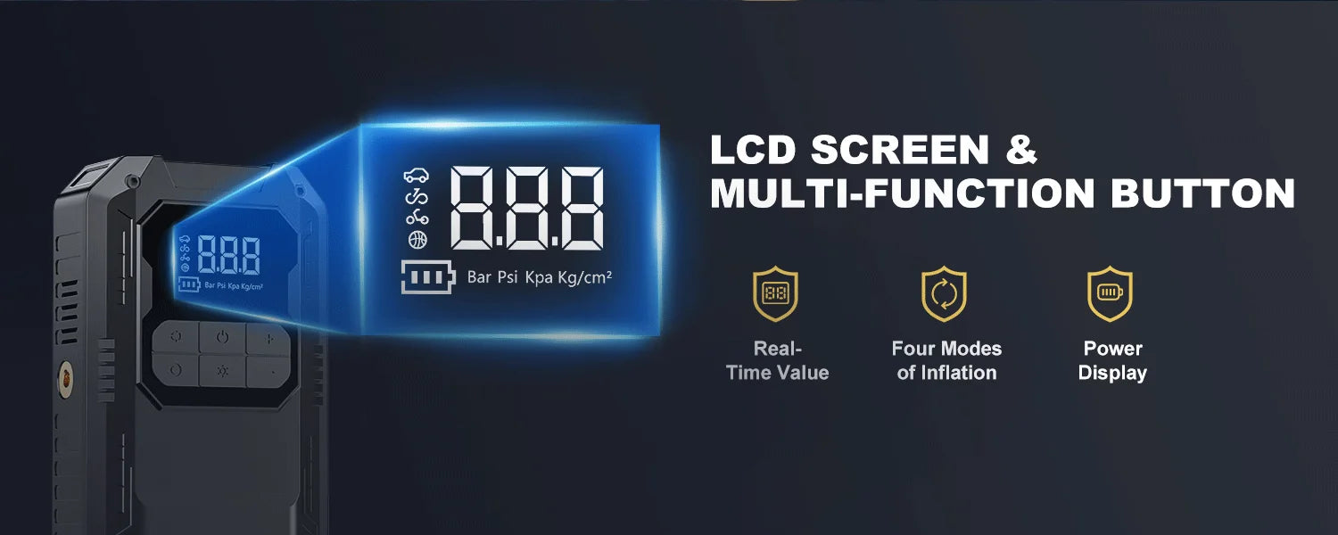 Arrancador de Batería 12V 2500A con Compresor, Powerbank y Luz LED de Emergencia 4-en-1 