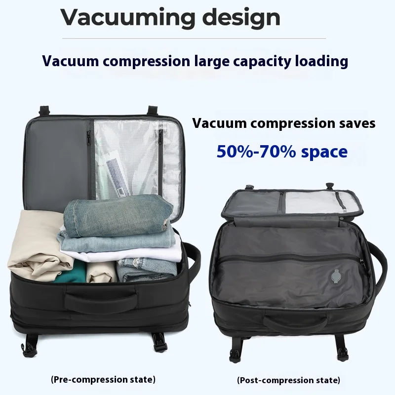 Mochila de Compresión al Vacío Expandible 36–55L con Separación Seco/Húmedo y Diseño Antirrobo para Viaje