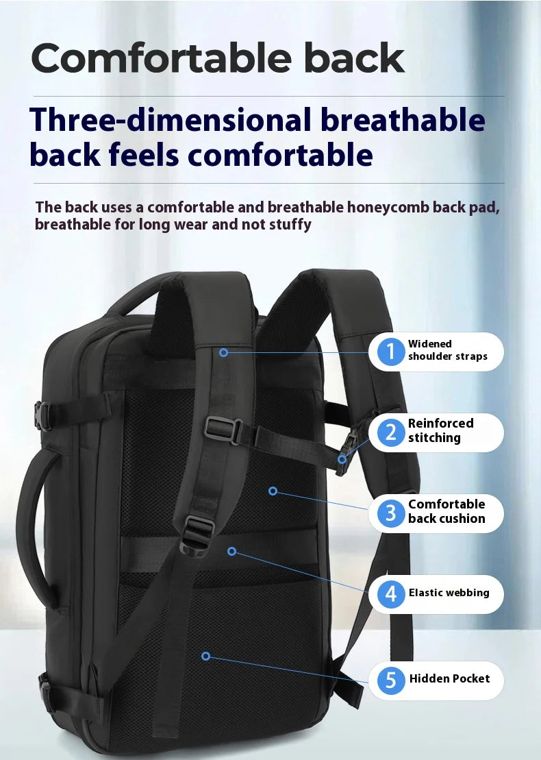 Mochila de Compresión al Vacío Expandible 36–55L con Separación Seco/Húmedo y Diseño Antirrobo para Viaje