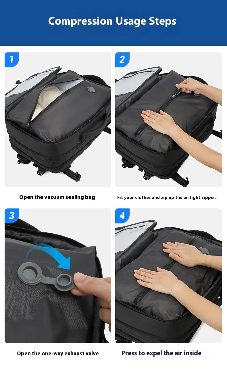 Mochila de Compresión al Vacío Expandible 36–55L con Separación Seco/Húmedo y Diseño Antirrobo para Viaje