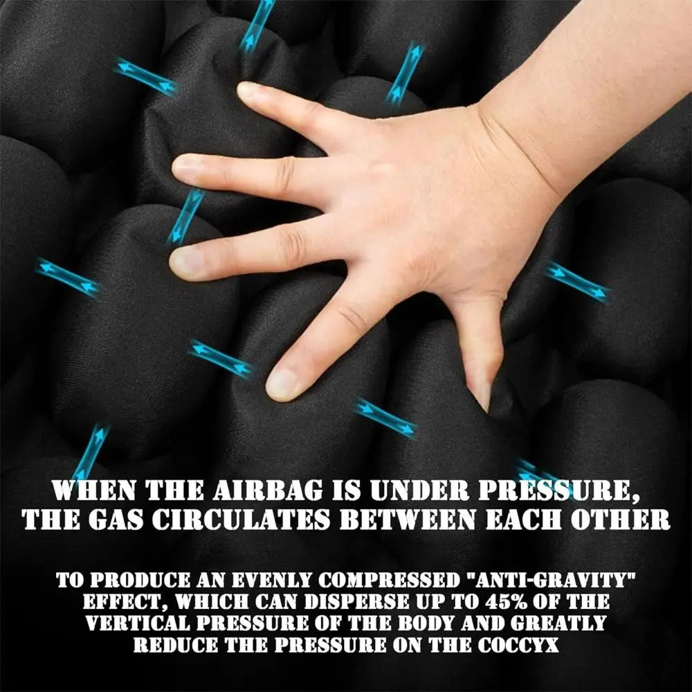 Cojín Inflable 3D de Celdas de Aire para Viaje, Antipresión, Ajustable y Transpirable para Máxima Comodidad