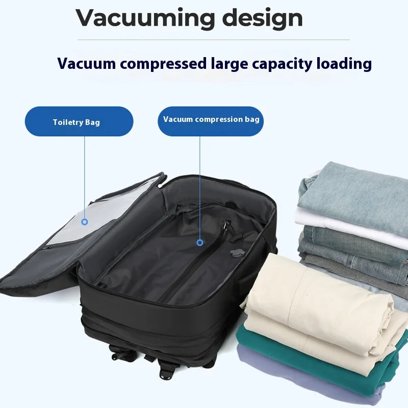 Mochila de Compresión al Vacío Expandible 36–55L con Separación Seco/Húmedo y Diseño Antirrobo para Viaje