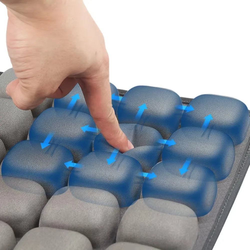 Cojín Inflable 3D de Celdas de Aire para Viaje, Antipresión, Ajustable y Transpirable para Máxima Comodidad