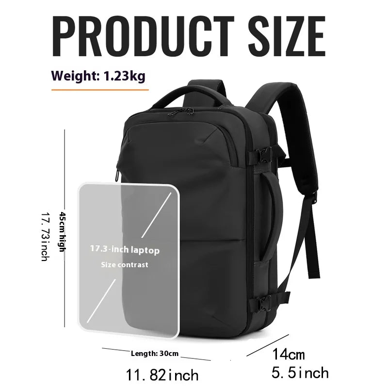 Mochila de Compresión al Vacío Expandible 36–55L con Separación Seco/Húmedo y Diseño Antirrobo para Viaje