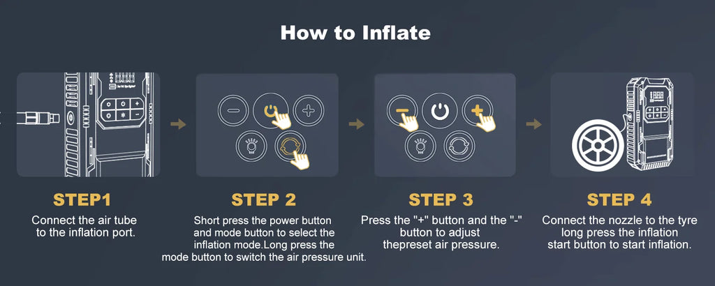 Arrancador de Batería 12V 2500A con Compresor, Powerbank y Luz LED de Emergencia 4-en-1 