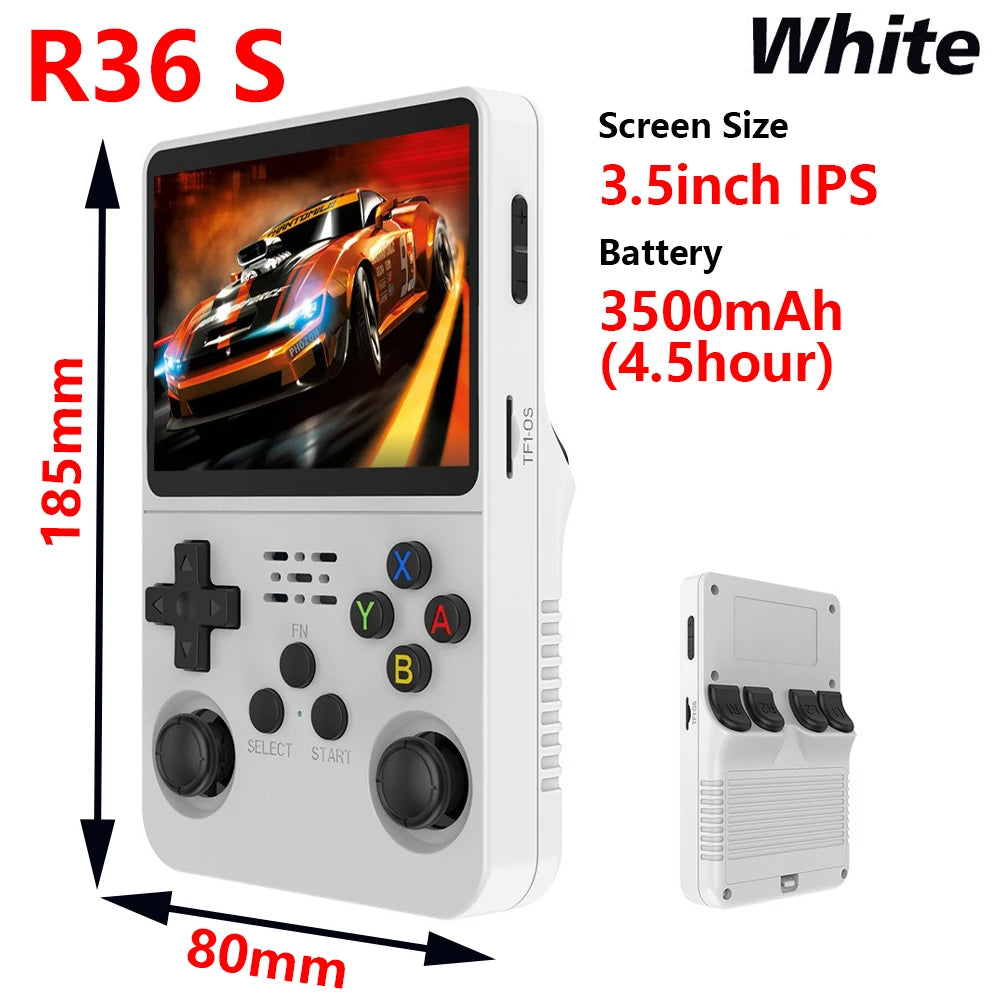 Consola Portátil R36S con 20 000+ Juegos, Pantalla IPS de 3.5” y Memoria 64/128GB, Retro Emulator para Gaming en Cualquier Lugar
