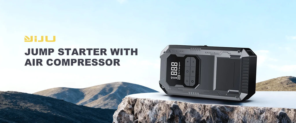 Arrancador de Batería 12V 2500A con Compresor, Powerbank y Luz LED de Emergencia 4-en-1 