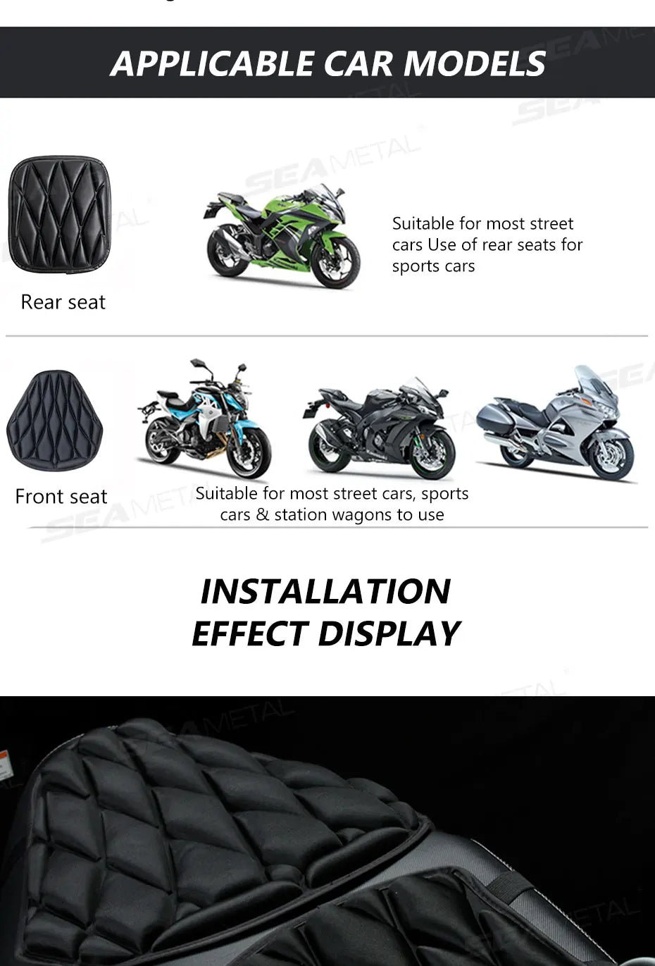 Cojín 3D para Asiento de Motocicleta Antivibración, Transpirable, Impermeable y con Aislamiento Térmico 